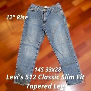 LEVI'S 512 Classic Slim Fit Tapered Leg 14M 33x28 VGUC 2004 early Y2K